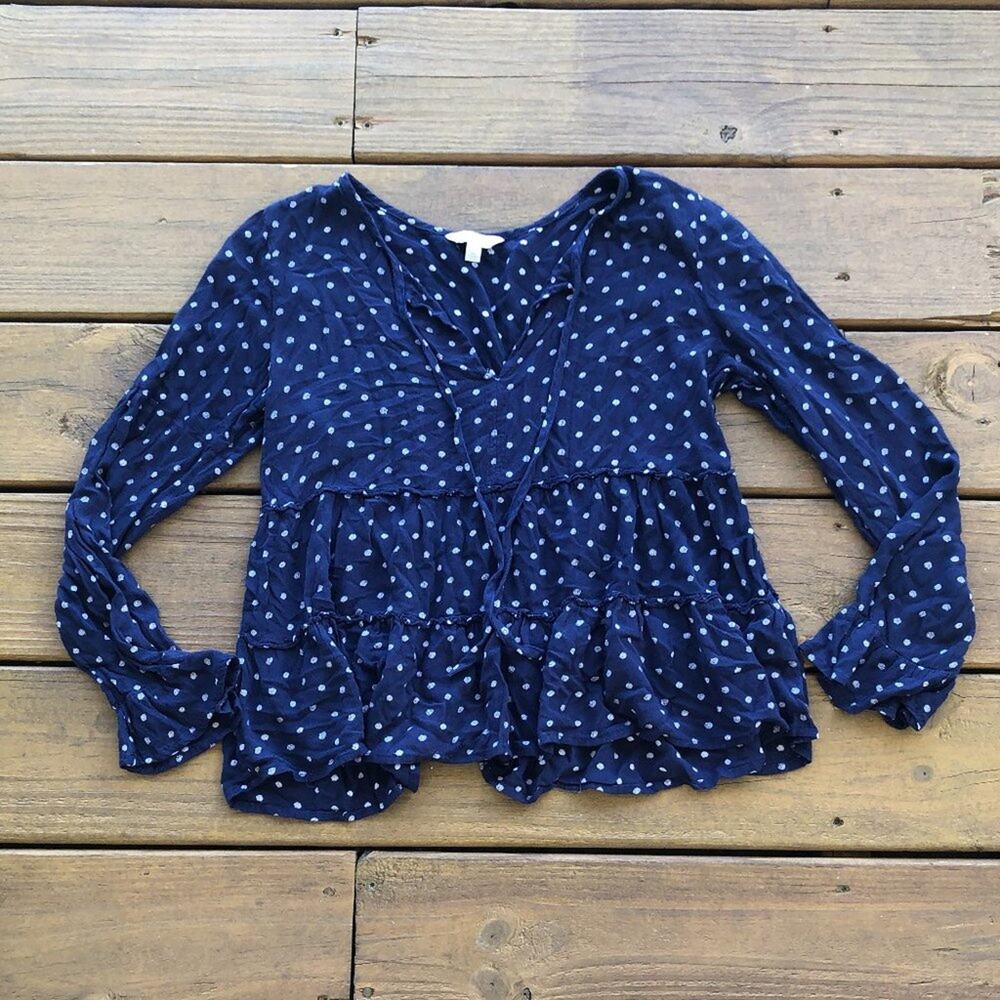 Navy Polka Dot Lucky Blouse
